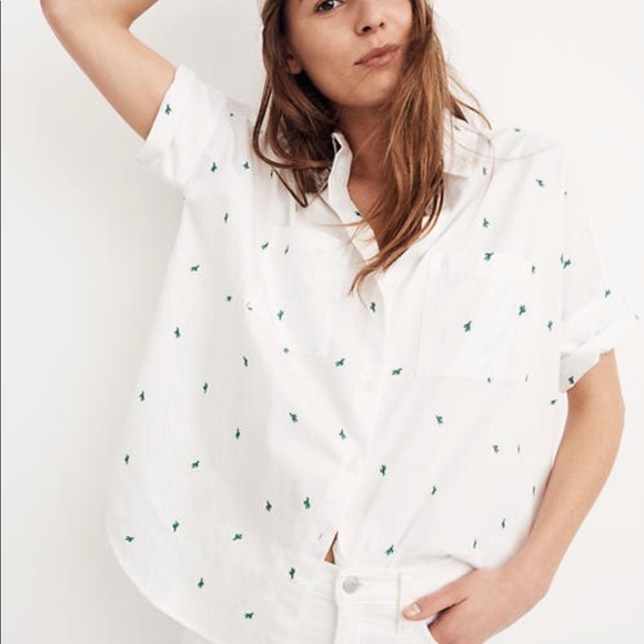 Madewell Tops - NWT Madewell Embroidered Cactus Courier Shirt XXL
